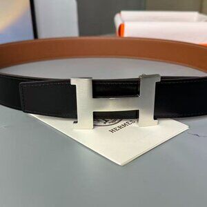 Brown and black Hermes belt reversible